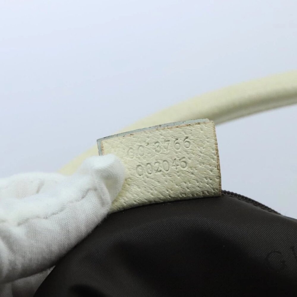 GUCCI Shoulder Bag Canvas Leather Beige White Silver - Picture 12 of 16